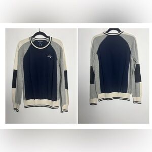 NEW Cutter & Buck New England Patriots Stride Colorblock 100% Cotton Sweater L